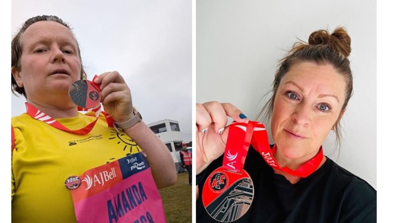 Amanda Binns and Amy Melia with their medals