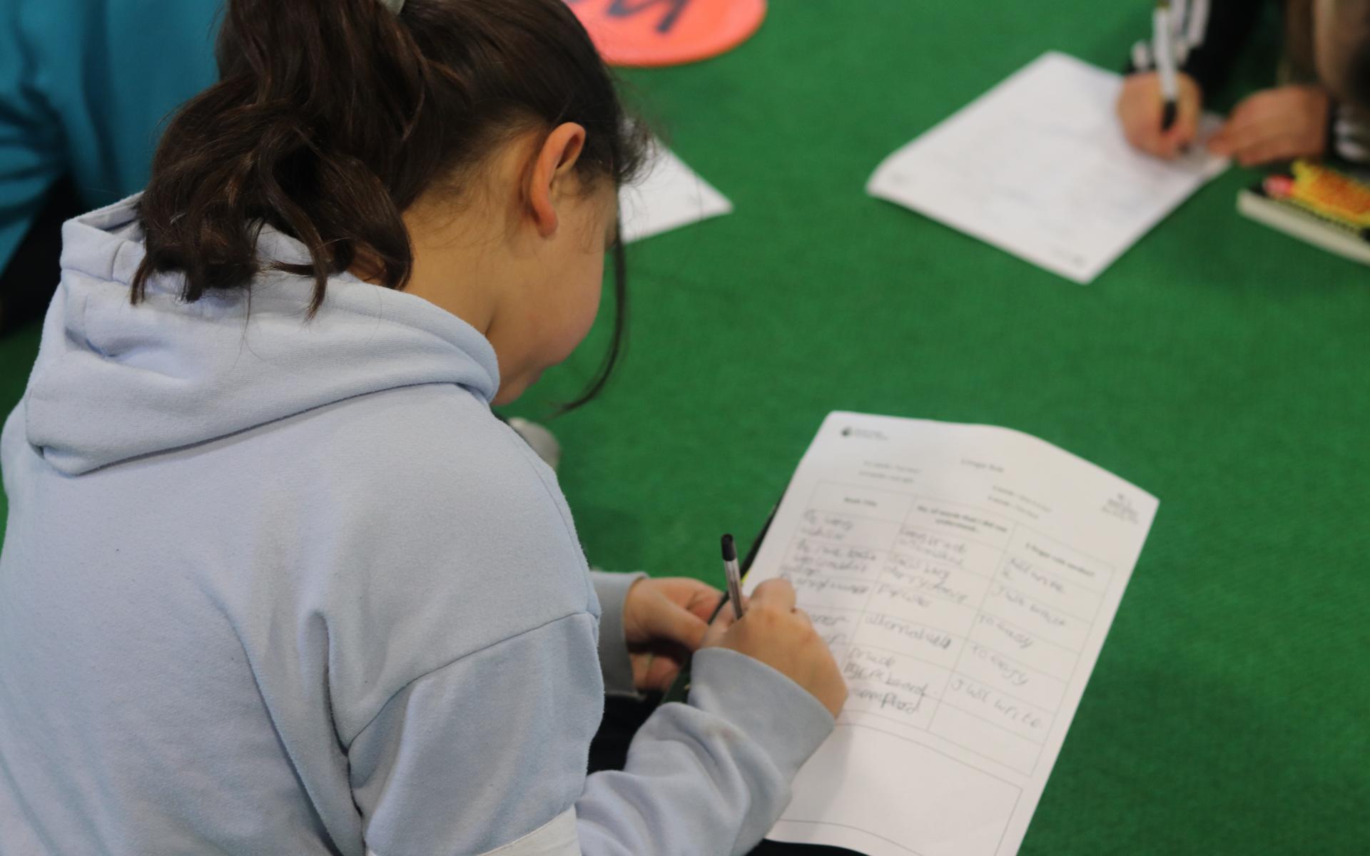 Child completing work