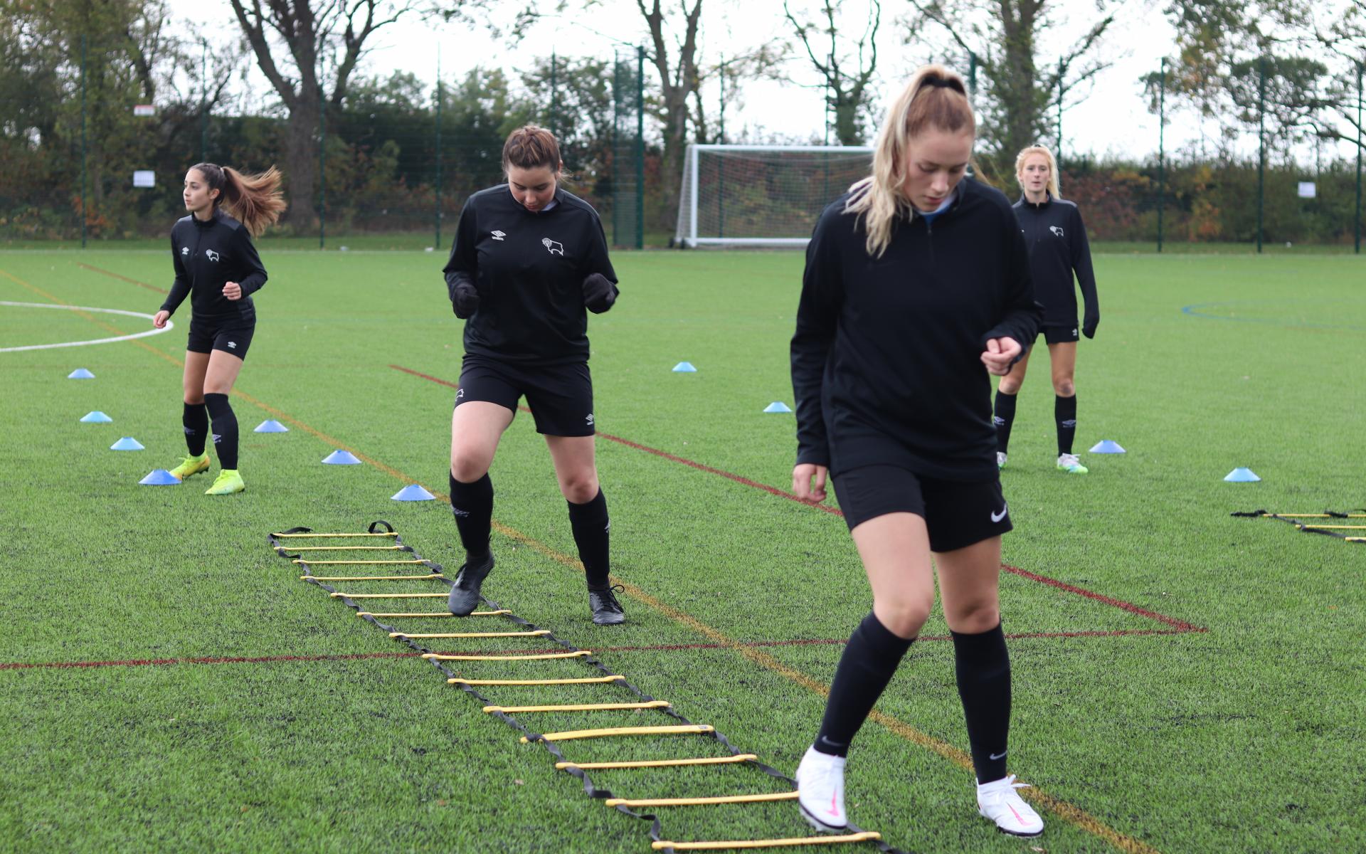 Girls football training 