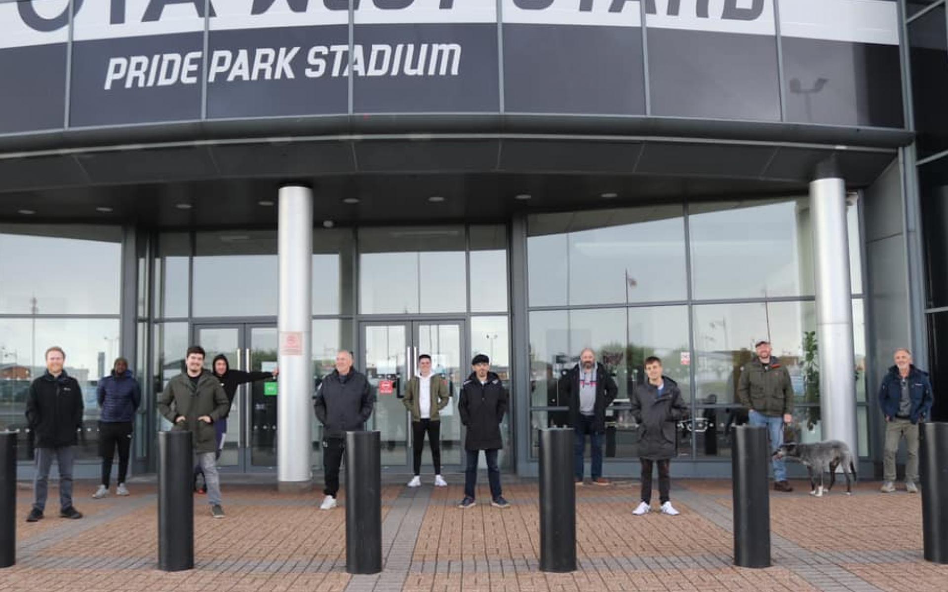 Participants outside Pride Park