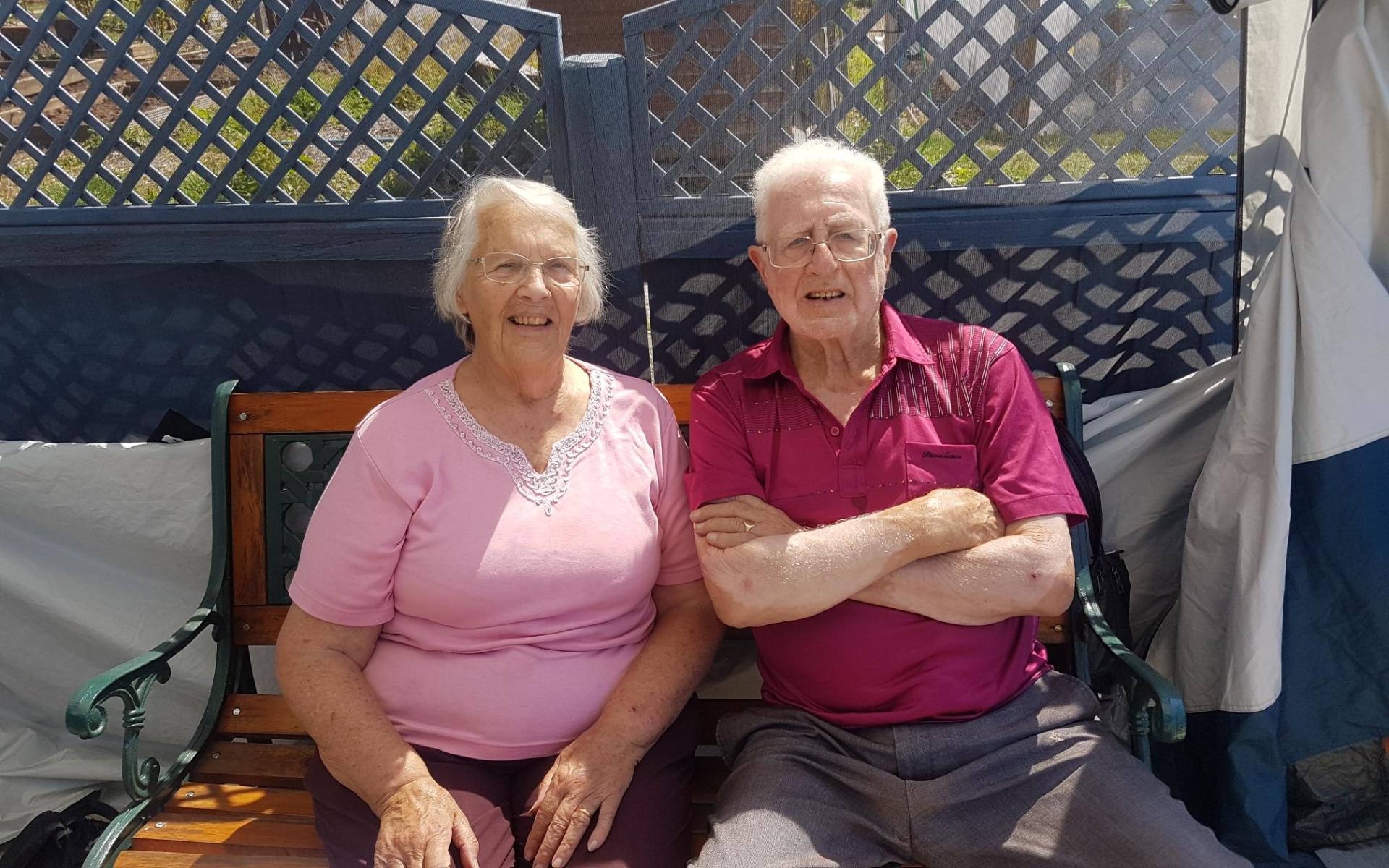 Marion and Dereck at the allotment 