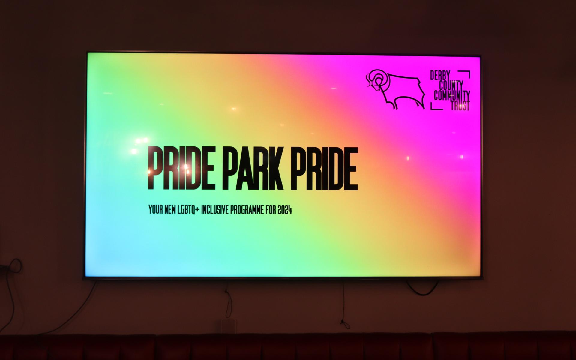 Pride Park presentation on the launch night