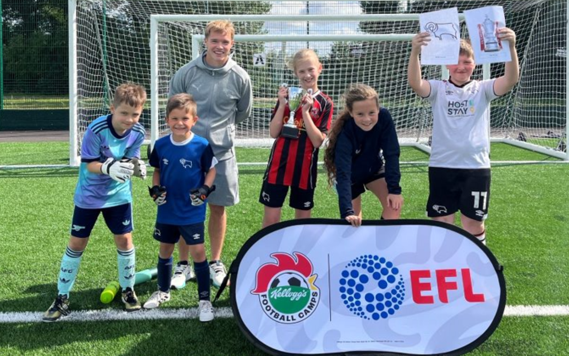 Liam Thompson with participants at the Kellogg's Holiday Camp