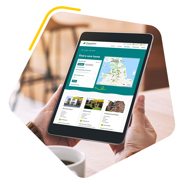iPad with care homes map