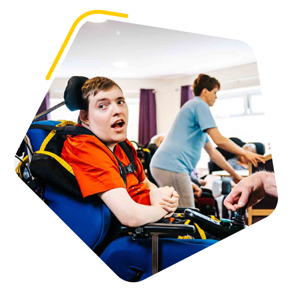 Male service user in wheelchair