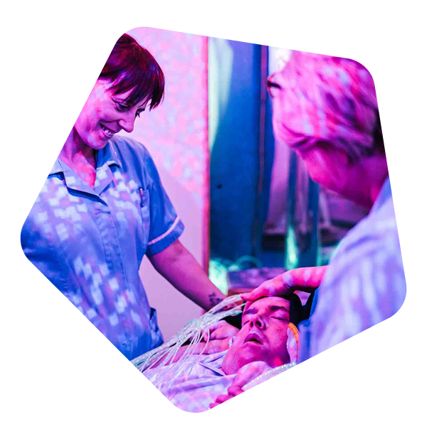 Female service user in a sensory room
