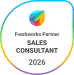 Colourful logo saying Freshworks Partner Sales Consultant 2026