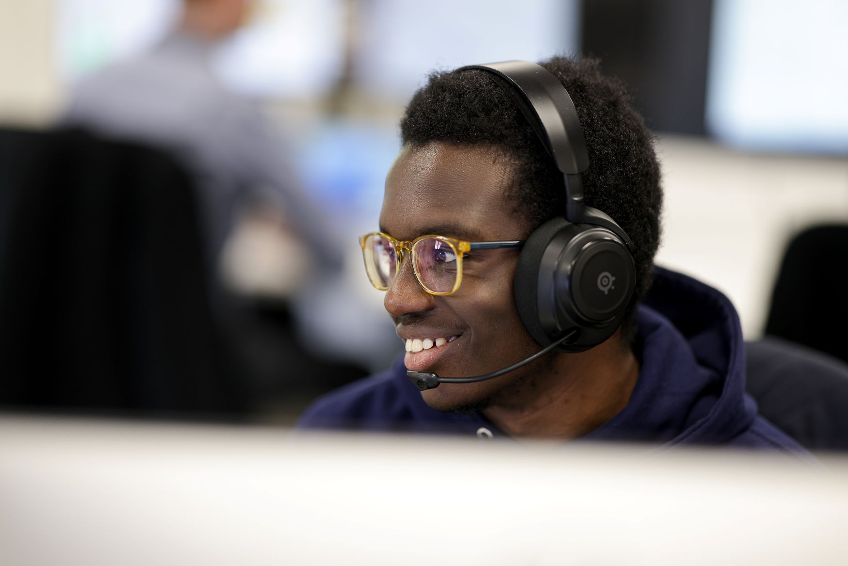 A man wearing a headset